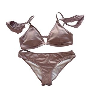 Victoria’s Secret PINK Shimmer Bronze Off-Shoulder Bikini Set